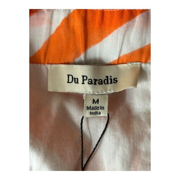 Du Paradis Prunella bubble hem cotton minidress orange white size Medium M - Picture 6 of 8